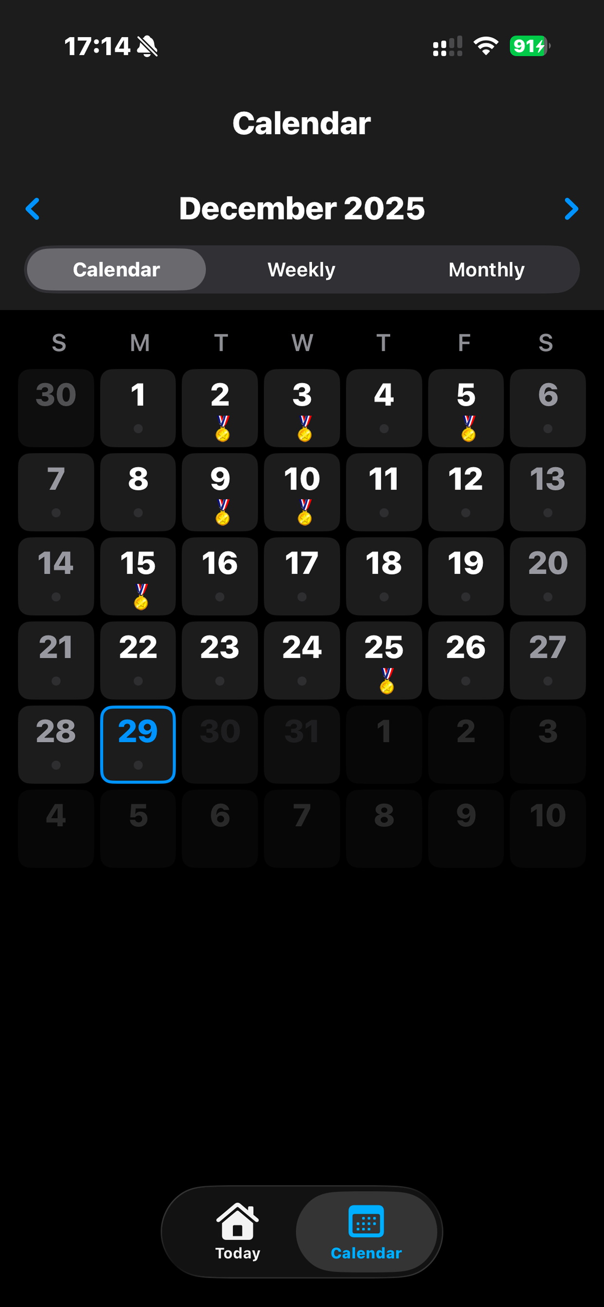 REMAIN0 Calendar Screen